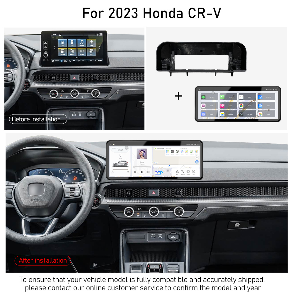 YUECAI 12.3 Android 14 Car Stereo For Honda CRV 2023-2024 |  7862 Touch Screen Head Unit With Fascia Kit