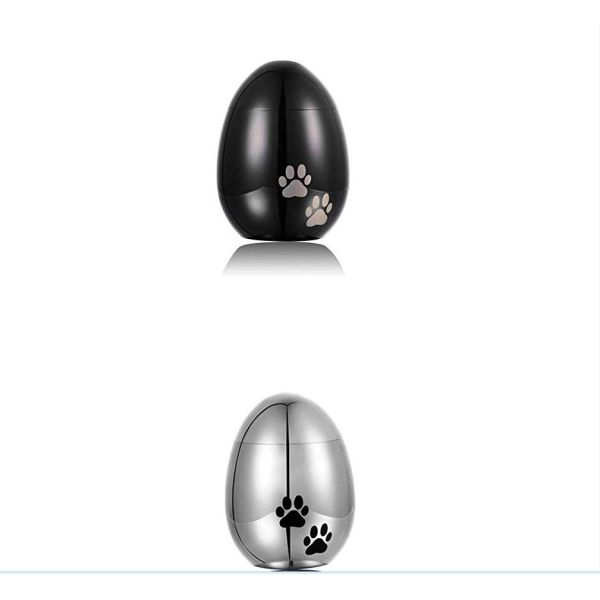 Chic Egg Shape Mini Cremation Urn For Pet Animal Ashes Dog Paw Print Silver Gold Rose Gold Black Urn For Ashes Pendant Free Engrave