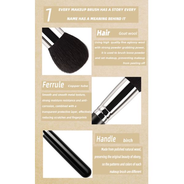 A18 Fine Light Peak Goat Hair Cosmetic Foundation Brush Eco Friendly