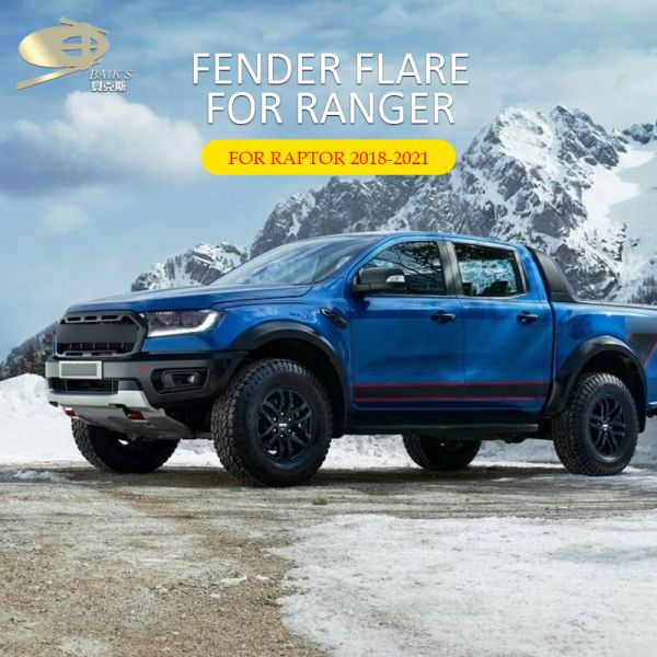Black Car Fender Flares Wheel Arch For Ford Ranger T8 Raptor 2018-2021