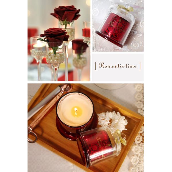 Fashion Scented Jar Candle Soy Wax Carved Glass Domed Candle Jar For Home / Wedding