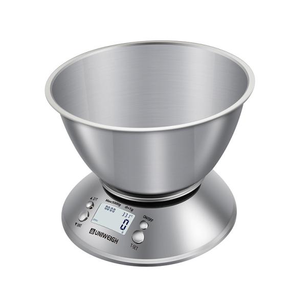 Balance de cuisine numérique 5 kg/11 lb, multifonction avec minuterie, écran LCD et alimentation par piles, pour une pesée précise en cuisine, étanche