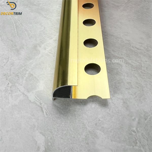 Gold 6063 Aluminium Tile Trim Round Shape Metal Edging Decoration