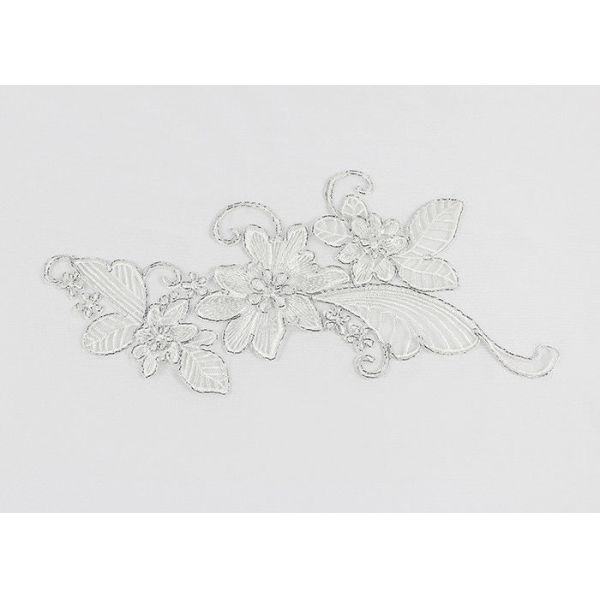 Flower Embroidered Collar Lace Applique Patches For Silver Lace Wedding Dresses