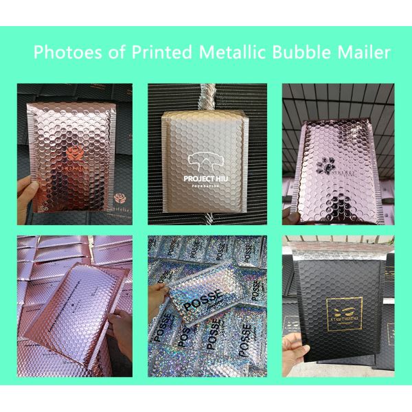 Custom Packaging Holographic Silver Metallic Bubble Envelopes Shipping Laser Bubble Mailer Waterproof Shockproof Bubble Bags