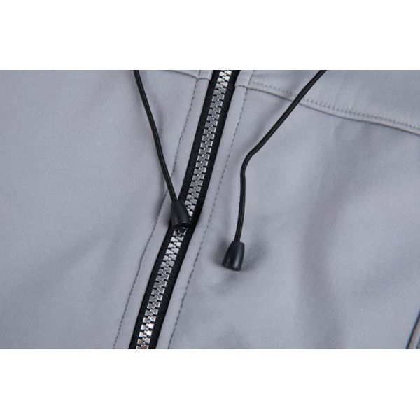 Men's Colorblock Softshell Jacket with Fleece Lined Hood and Multiple Zip Pockets
