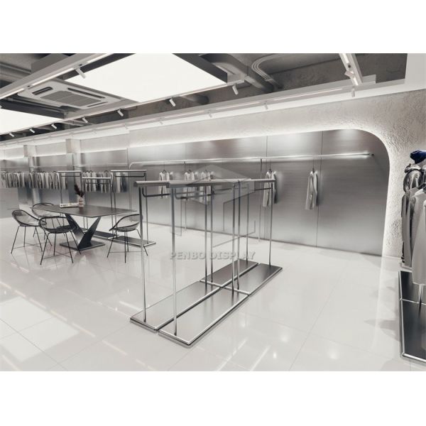 Metal Clothing Shop Display Furniture Veneered Surface