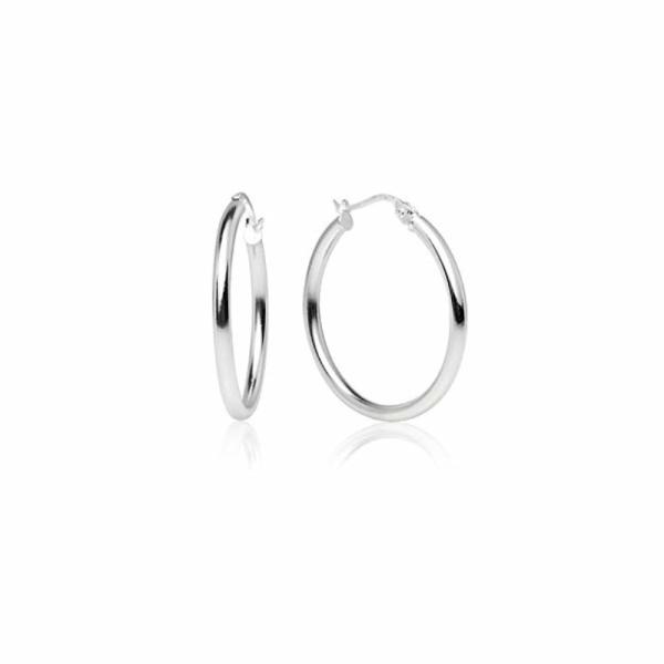 OEM ODM 925 Sterling Silver High Polished Round-Tube Click-Top Hoop Earrings For Women