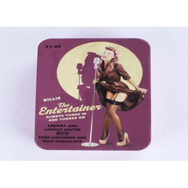 Metal Vintage Chocolate Tin Boxes Full Color CMYK Printed 105 x 75 x 32 MM