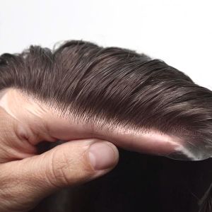 Natural Black Light Density Stock Hair System 6x8 Mens Lace Toupee