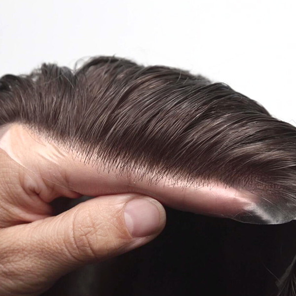 Natural Black Light Density Stock Hair System 6x8 Mens Lace Toupee