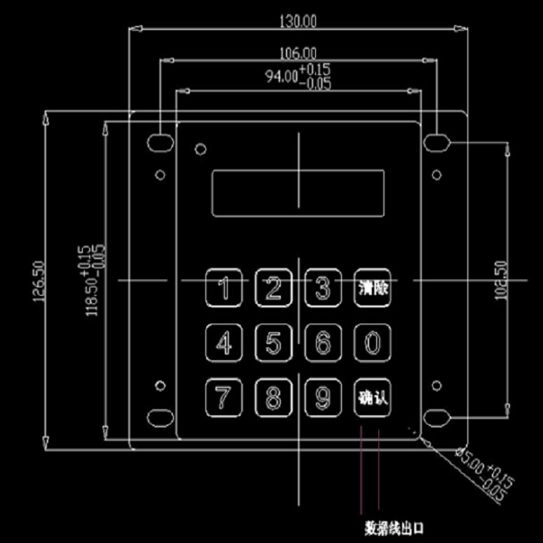 Числовая клавиатура Усб металла с дисплеем, освещенным контржурным светом СИД связала проволокой числовую клавиатуру