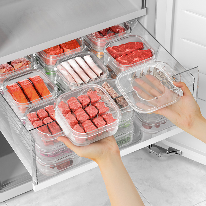 Modern Portable Reusable Plastic Meal Prep Organizer Containers with Lids for Kitchen Frozen Food Storage