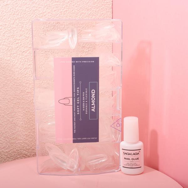 DIY Nail Art 500pcs Box 10 Sizes Clear Almond Soft Gel Full Cover False Nail Tips for Nails Extension MSDS Certified