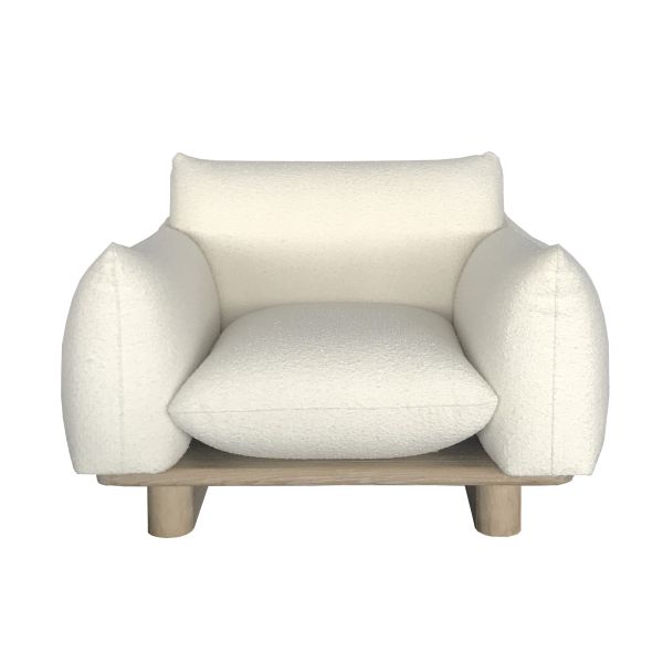 Scandinavian Boucle Lounge Chair with Solid Wood Platform SF-001A