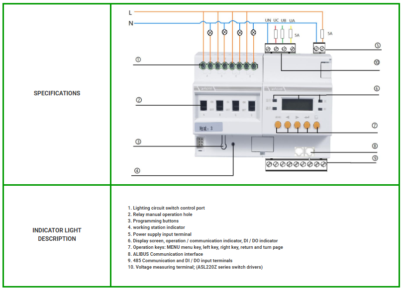 Acrel Modbus Smart Lighting Switch Driver ASL Series/Modbus-Rtu/LCD Dispaly/KNX And ALIBUS