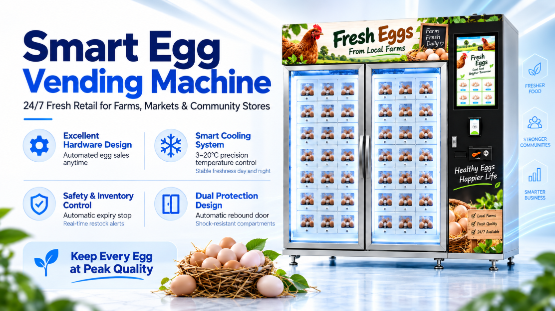 WEIMI Refrigerated Egg Vending Machine for 24/7 Farm-Direct Fresh Egg Sales