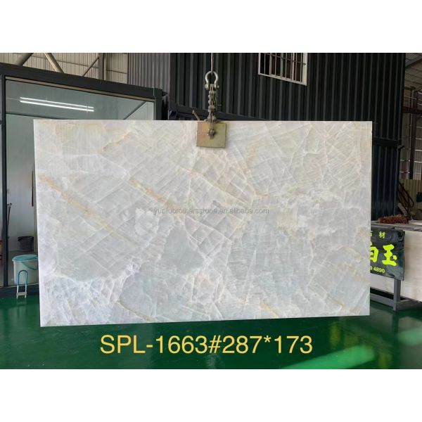Natural Translucent Ice Age Onyx Marble Slab for Backlit Wall Panel Table Top in Hotels