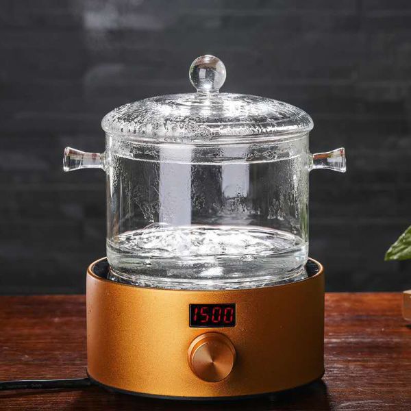 Borosilicate Heat Resistant 1500ml Saucepan Glass Cooking Pot