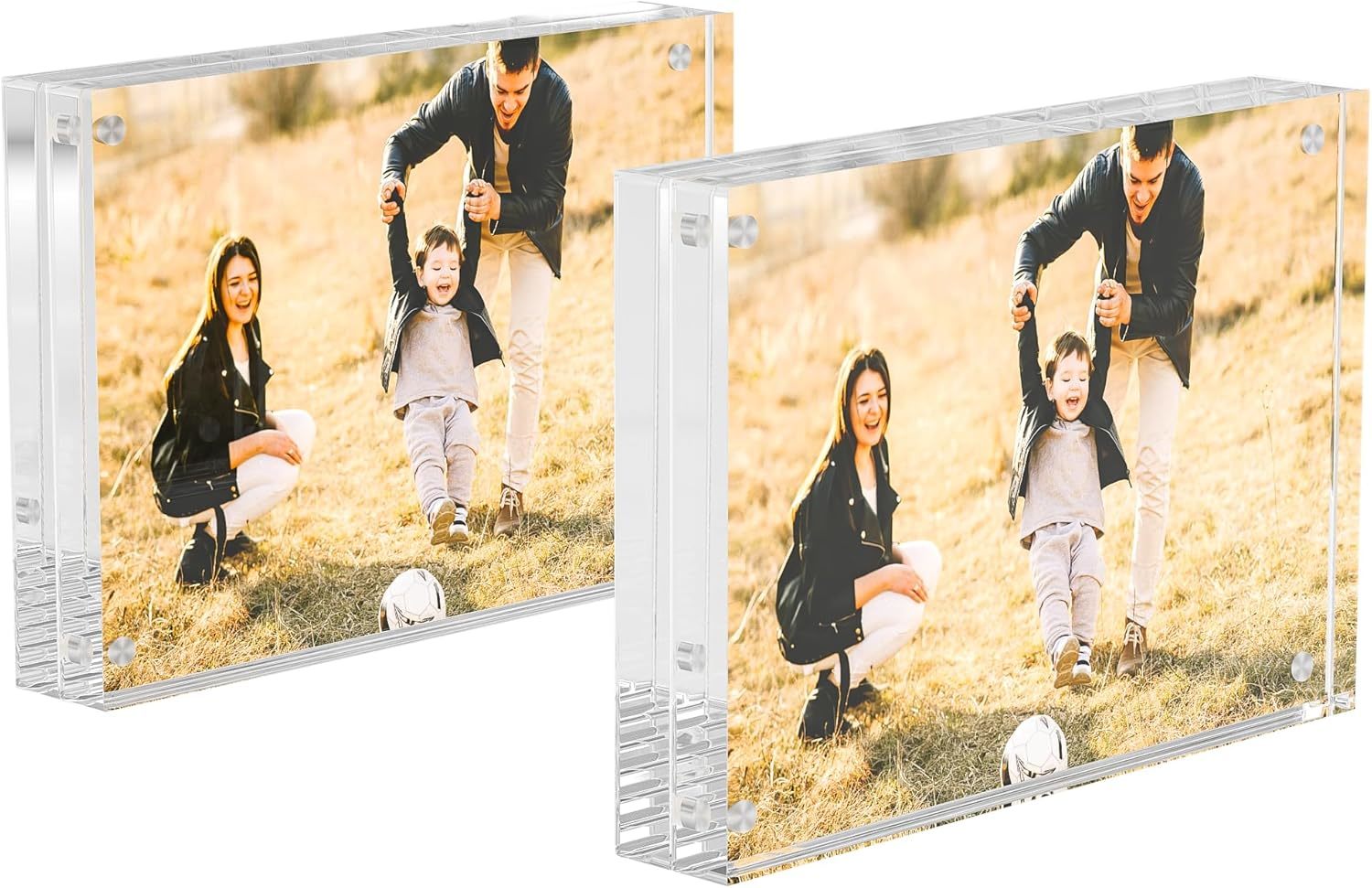 Clear Acrylic Photo Frame with Double Sided Display and Free tanding Design for Desktop Pictures