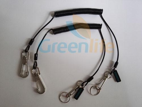 0.8 Steel Wire Inside Best PU Jacket Spring Coiled Protective Lanyard Tether w/Custom Logo Tag