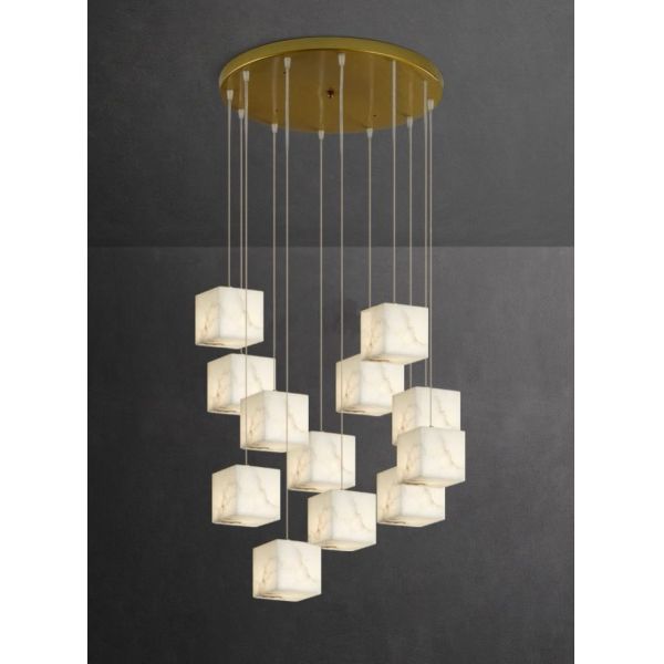 Custom Luxury Alabaster Chandelier Modern Style Villa High Ceiling Hotel Lobby Spiral Staircase Chandelier