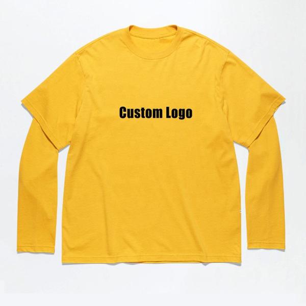 Impressão de tela sob encomenda Francesa Terry Dupla Camisa de Manga Longa Para Homens Colorida