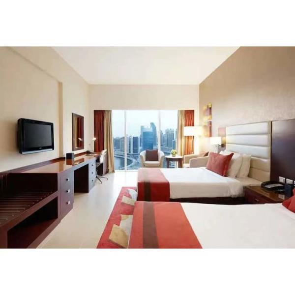 Plywood MDF High End Hotel Furniture Veneer Finishing 4 Piece Bedroom Set