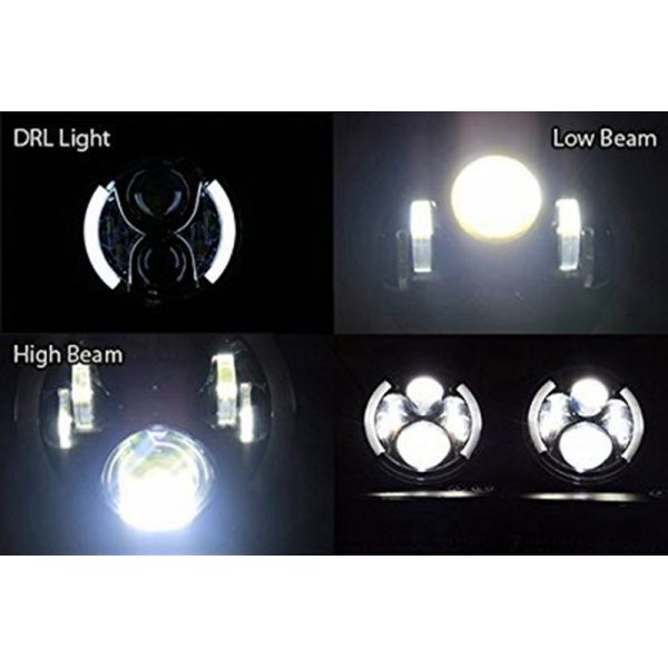 7 Inch 70W Round 3700 LM Jeep Wrangler Headlights With Half Halo Ring Angel Eye