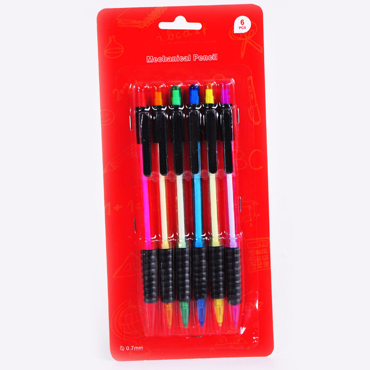 High quality wholesale multi-colored 6pcs mechanical pencil with eraser