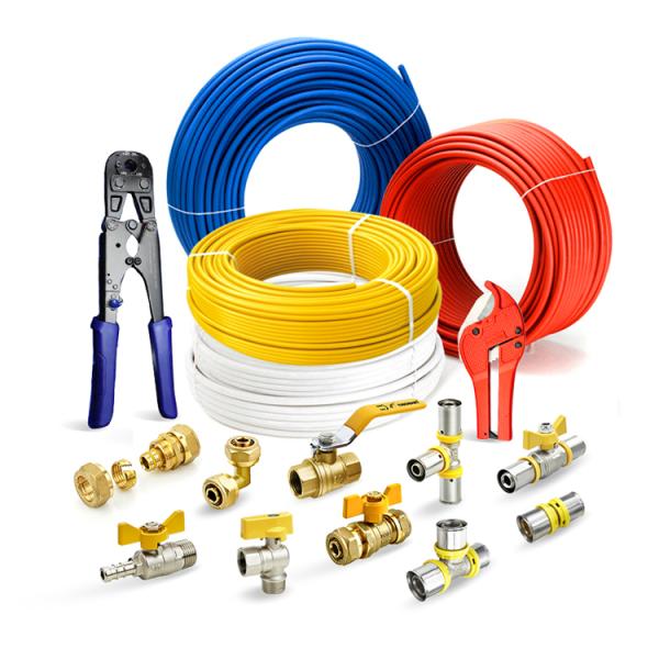 Tubomart 16-32mm Factory Price OEM Blue Customize Pex Fittings Pex Al Pipe Connector Brass Pex Press Fitting Pressfittings