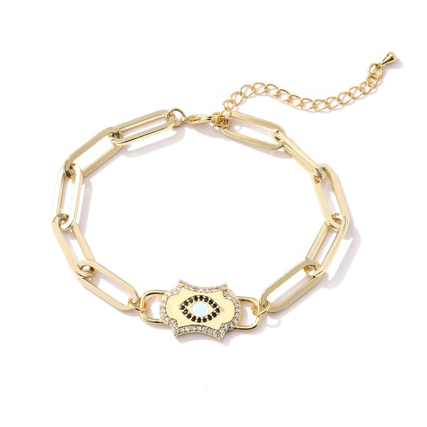 Элегантные женщины цепного браслета золота 18k, синтетическое браслет шарма CZ золото покрытый