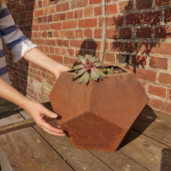 Laser Cut Corten Steel Planter Garden Outdoor Flower Pot