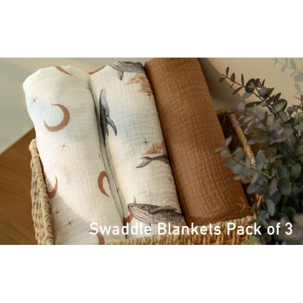 3-Pack Baby Swaddle Blankets，100% Cotton Receiving Blanket with Nebula Drifter