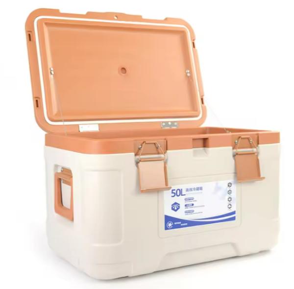 50L Plastic Ice Cooler Box With Wheels Waterproof and Thermal Insulated Hard Cooler for Outdoor Activities