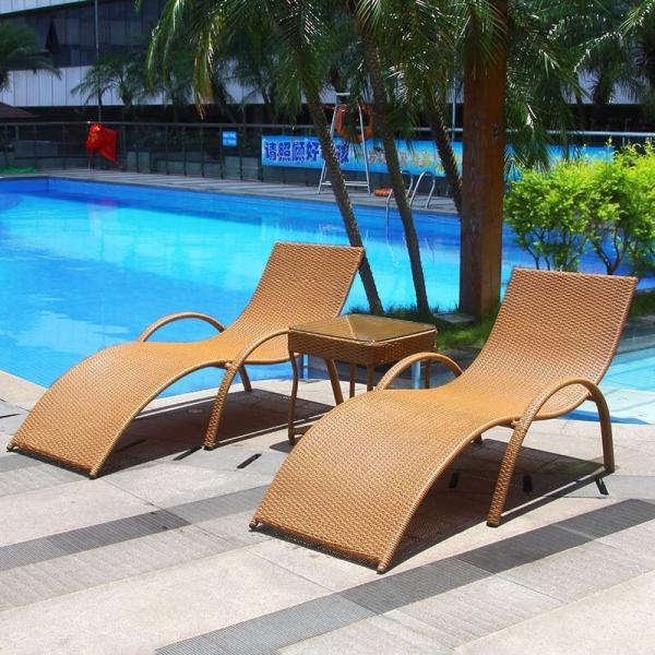 Leisure pool PE rattan sunbed outdoor chaise lounge wicker rattan sun lounger beach chair