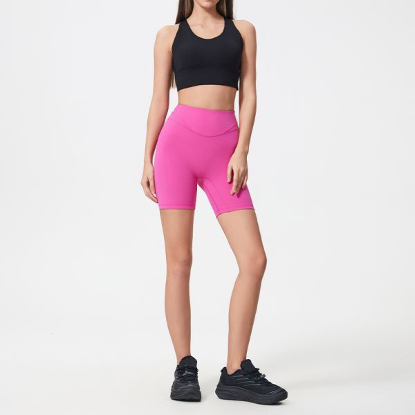 Women's Neon Pink High Support Sports Bra Moisture Wicking Racerback