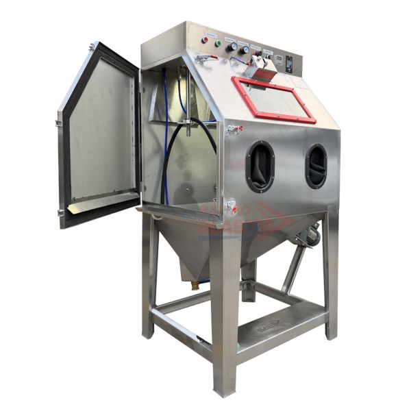Vapor Batch Sandblasting Of Small Parts Automatic Tumble Basket Wet Sand Blasting Cabinet