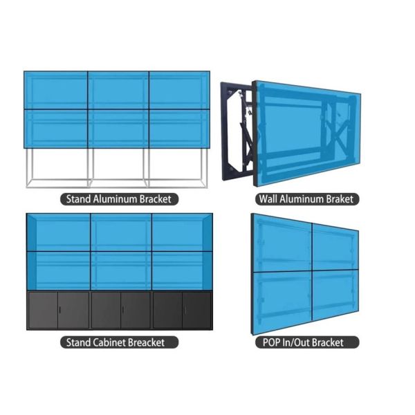 Floor Standing LCD Display 2x2 Video Wall Advertising Player With 4K Controller