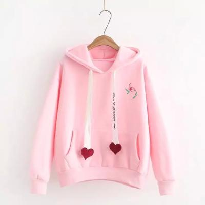 Knitted Fabric Women'S Oversized Pullover Hoodies Embroidered Custom