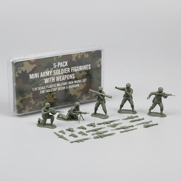 5 Pack Plastic Mini Figure Sandbox Toy Set for Kids 1:35 Scale Plastic