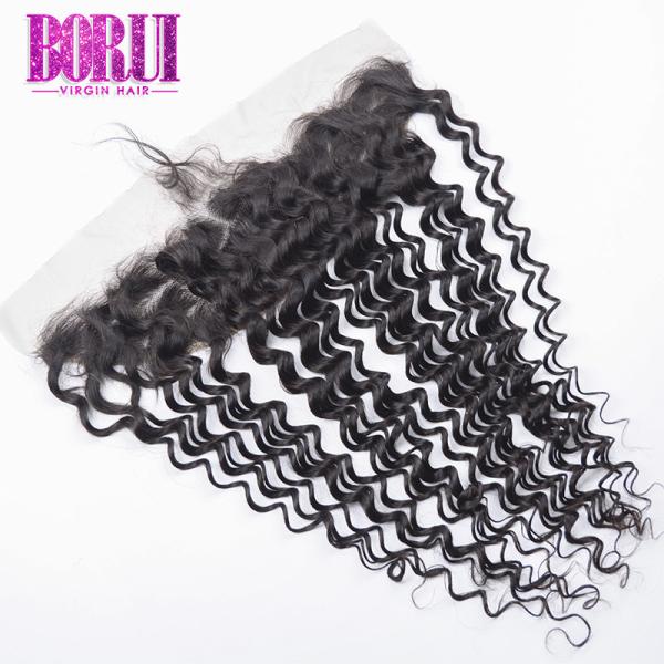 10a Grade Deep Curly Brazilian Hair Lace Frontal Pre Plucked Swiss Lace