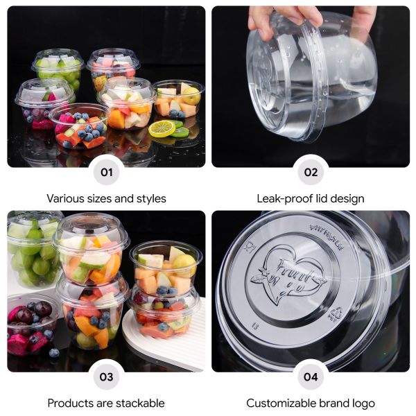 Disposable Custom Logo Dessert Cup PET Plastic Cups with Dome Lids