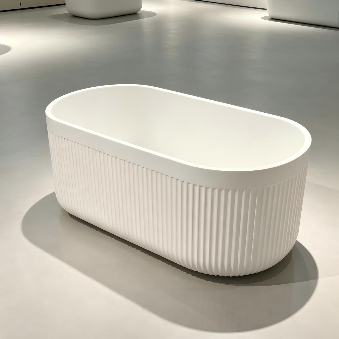 Antibacteria Bathroom Free Standing Bath Tub Solid Surface Matt White Deck Mount