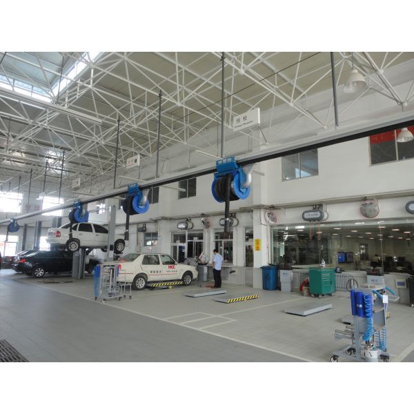 Semi Auto Portable Rail Trolley Retractable Rail Mounted Trolley For Vehicle Fume Extraction