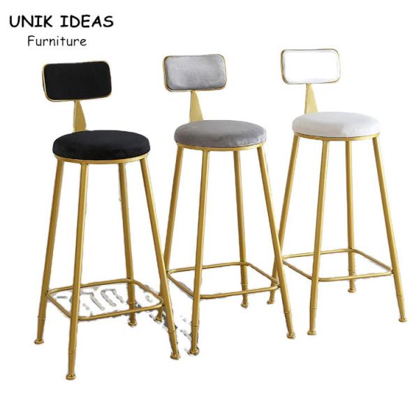 Grupo de Gray Black Velvet Bar Stools de 30 polegadas de 2 casa do metal do ouro de 3 cafés da manhã