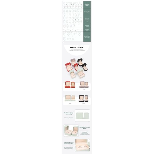 Carré velours bijoux bague de mariage Boîte personnalisable bijoux Boîte d'emballage