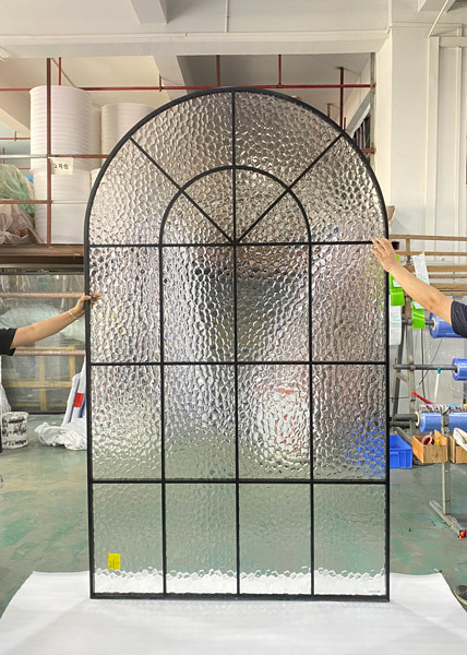 French Style Arched Glass Partition Window | Aluminum Profile with Double-Sided 3D Grids