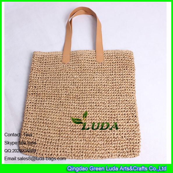 LUDA 2015 top quality paper straw beach bag crochet straw handbag plain straw bag
