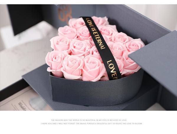 Impressão personalizada de fecho de ímã de rosa de camada dupla caixa de flores em forma de coração com gavetas
